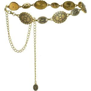 ILuvatar Gold Waist Chain Western Concho Belt Turquoise Stone Punk Style